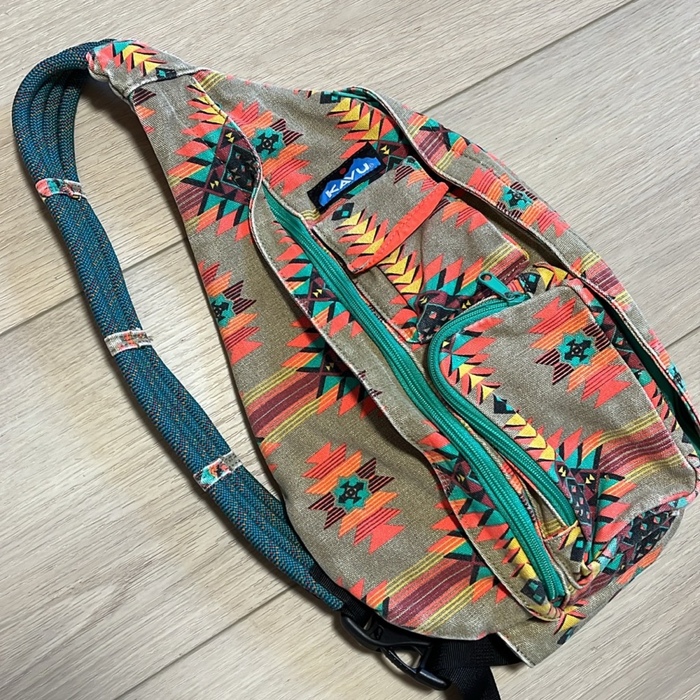 Kavu Colorful Canvas Aztec Western Patterned Sling Bag Shoulder Purse